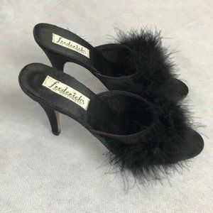 Frederick's of Hollywood Heel Faux Fur SZ 10 Black